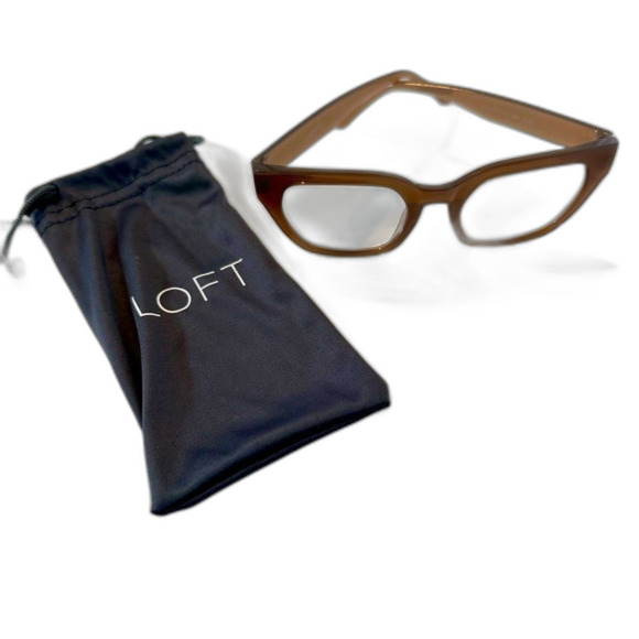NWOT LOFT Stylish Classic Womens Reading Glasses +2.50 Strength Mink Brown Clear - Picture 2 of 11